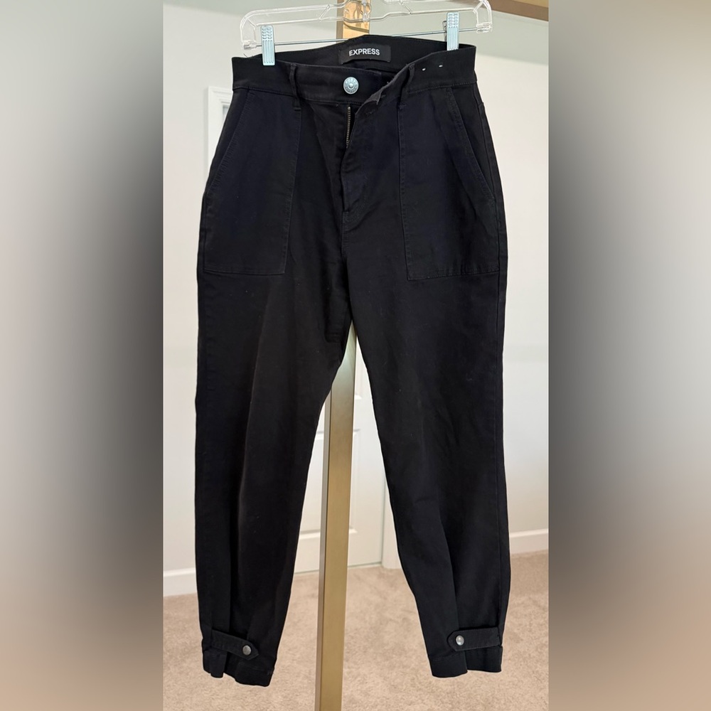 Express High-Rise Straight Cropped Cinched Hem Utility Pants Size 8